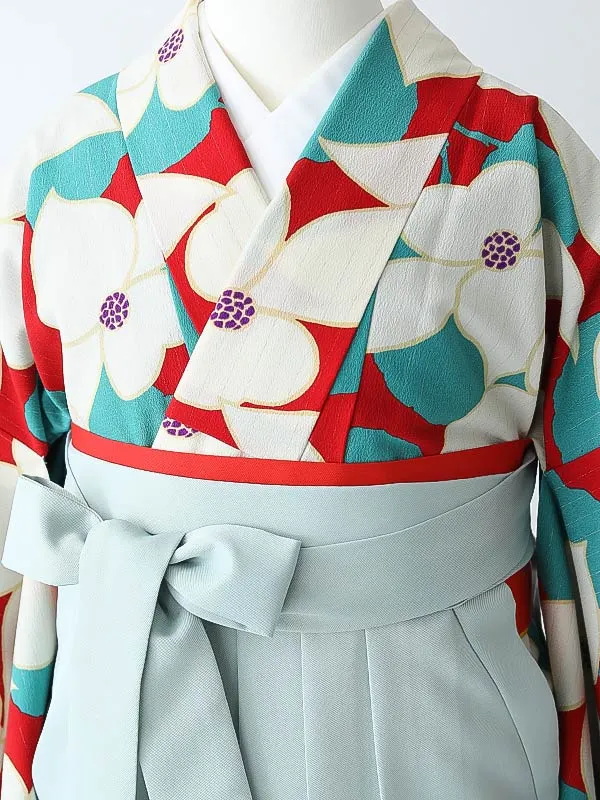 女性袴0797 【振袖袴セット】赤 青緑 桔梗