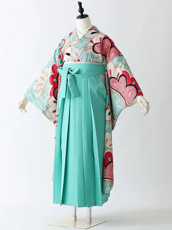 女性袴0798 【振袖袴セット】ミントグリーン 松 九重