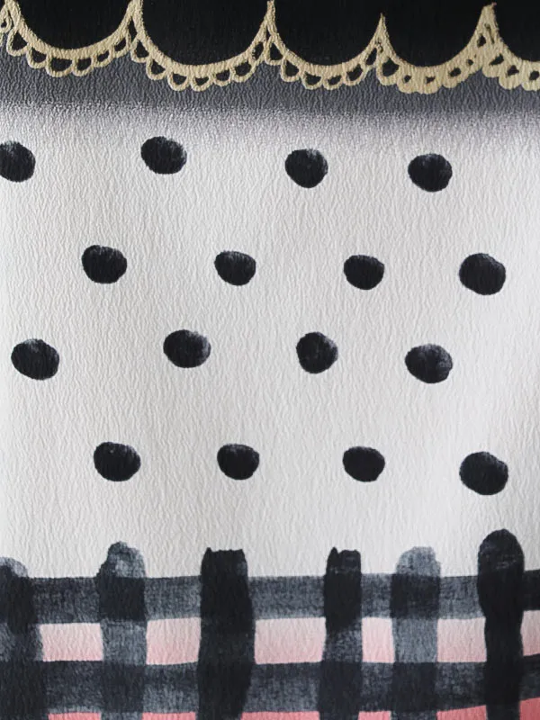 女性袴0799 【振袖袴セット】黒 水玉 猫 ツモリチサト