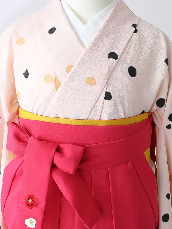 女性袴0800 【振袖袴セット】ピンク 水玉 猫 ツモリチサト