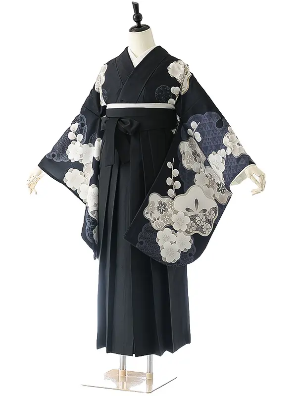 女性袴0803 黒 紺 白 梅