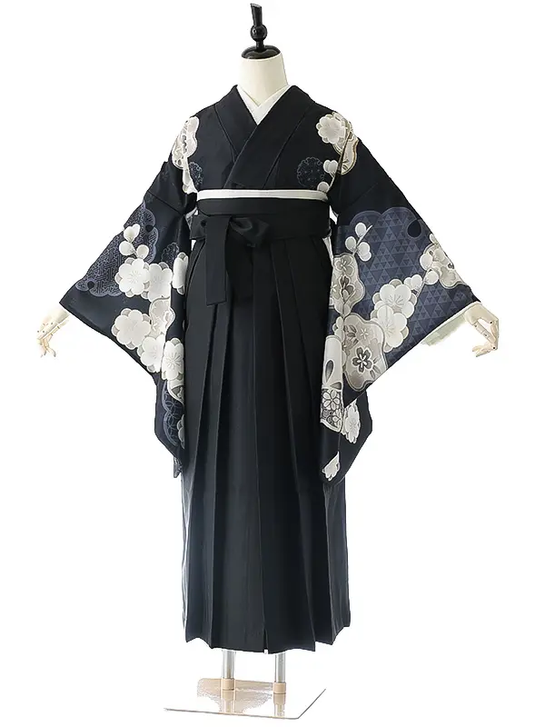 女性袴0803 黒 紺 白 梅