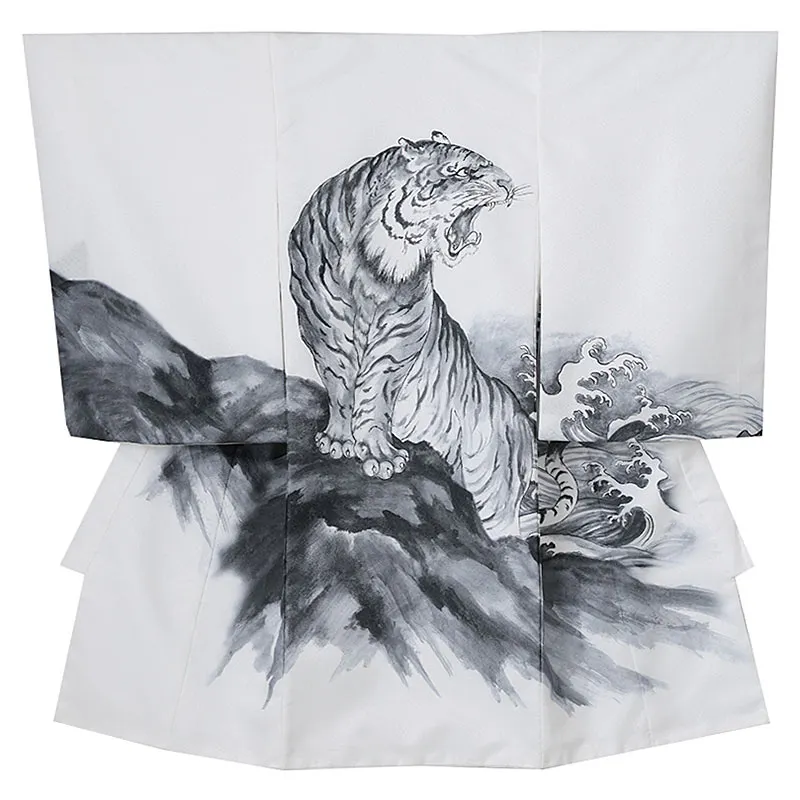 男児産着0174 白 黒 虎