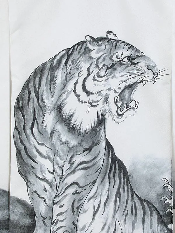 男児産着0174 白 黒 虎