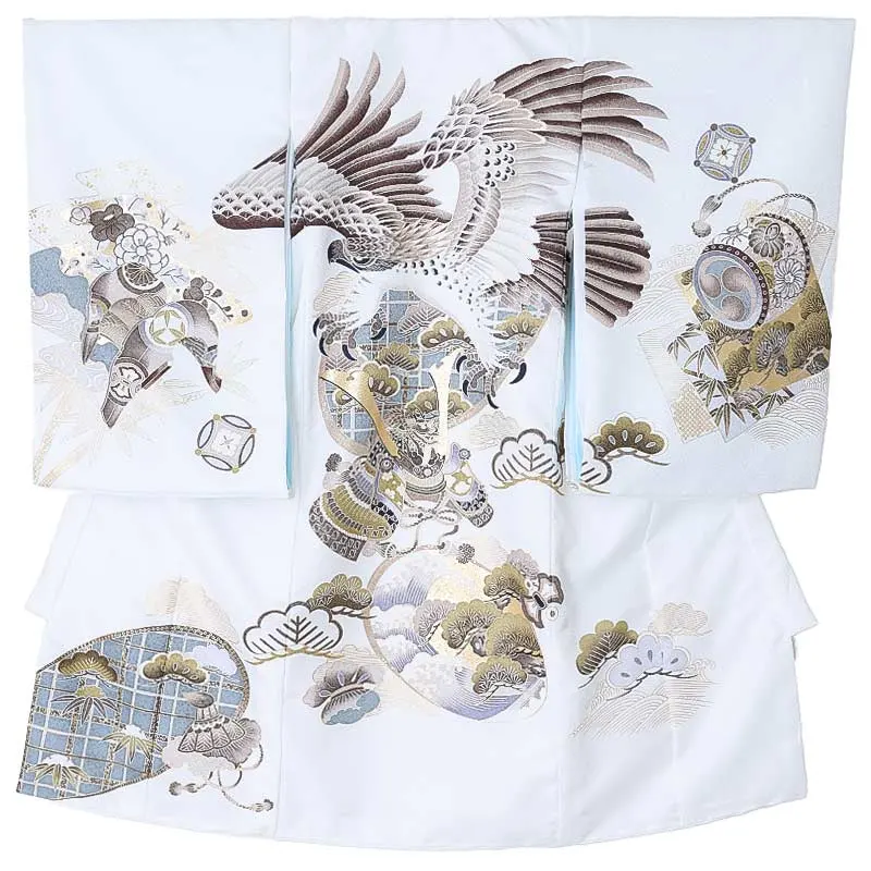 男児産着0181 白 鷹 兜 松