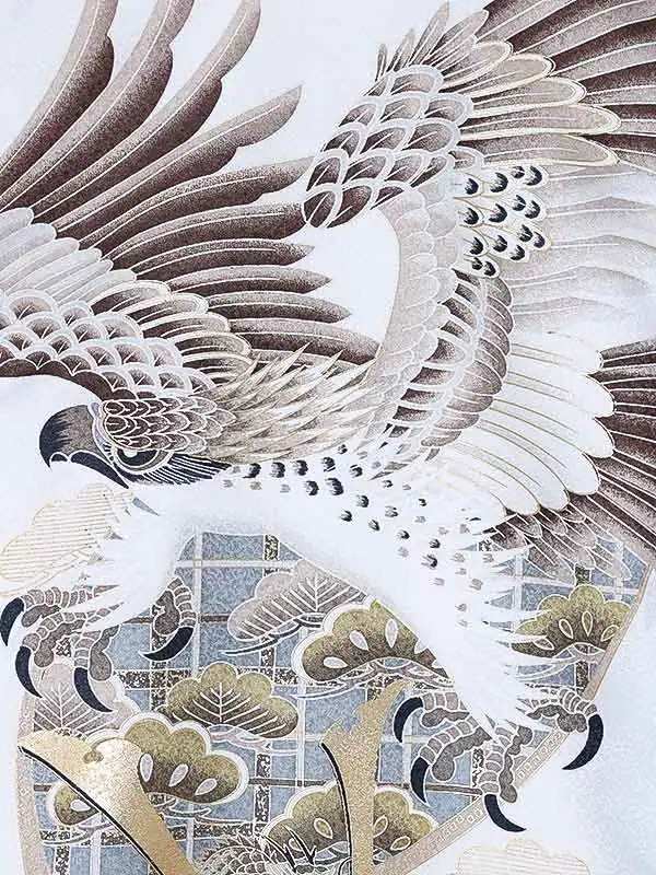 男児産着0181 白 鷹 兜 松