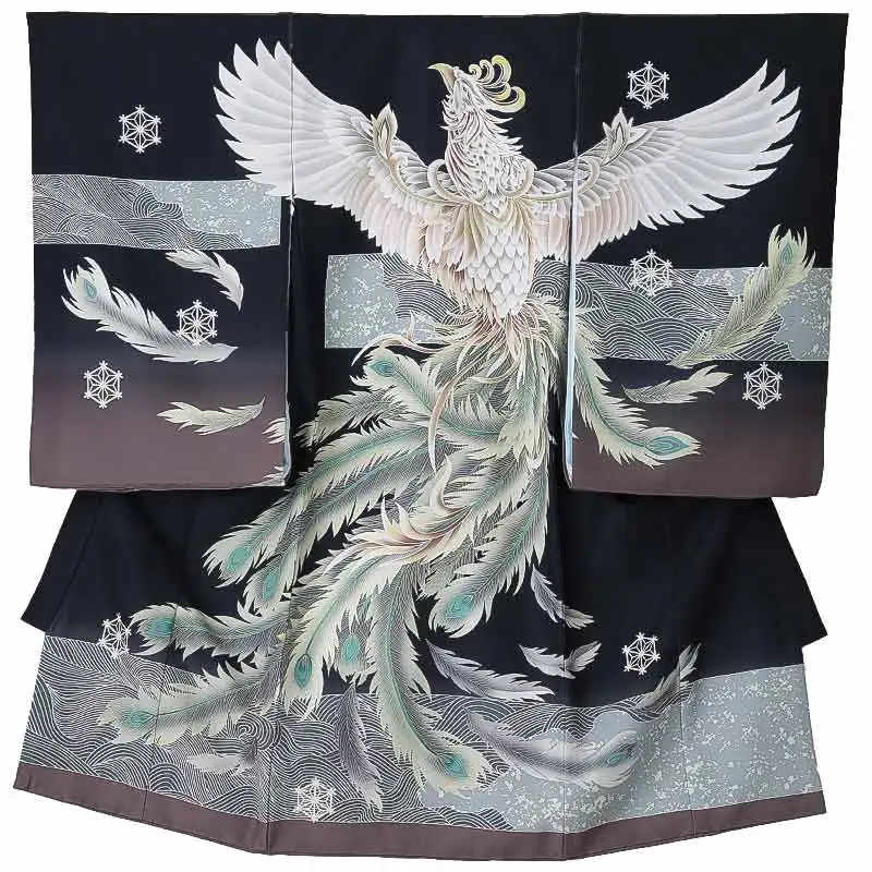 男児産着0184 黒 鳳凰