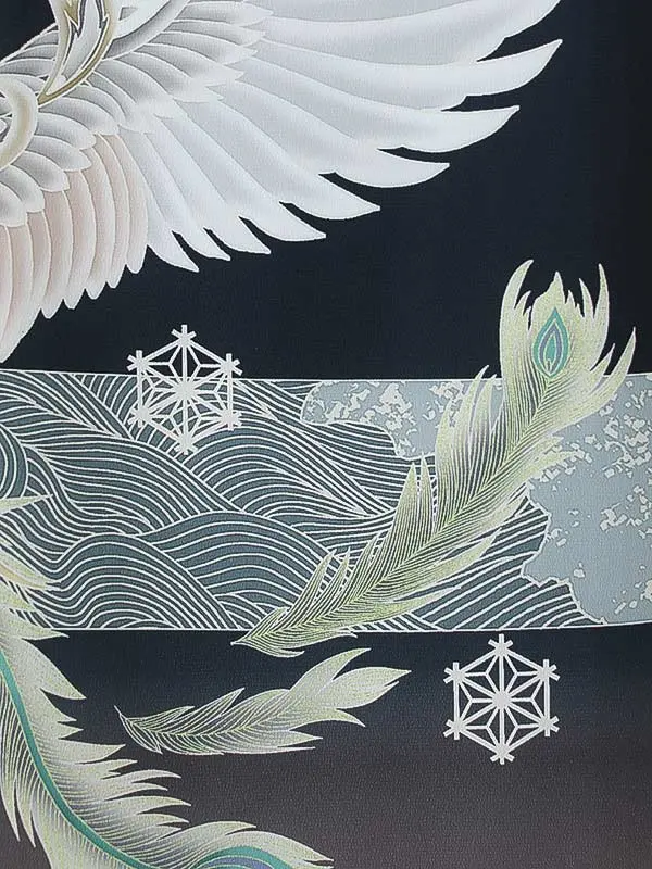 男児産着0184 黒 鳳凰