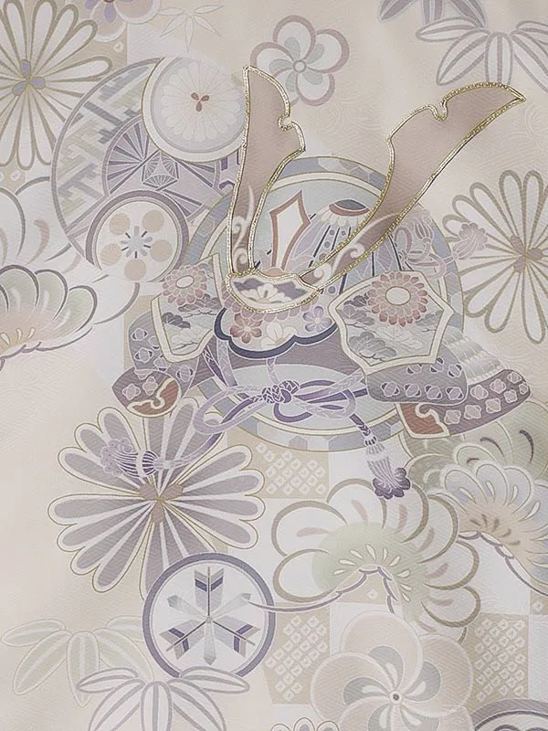 男児産着0206 アイボリー 鷹 菊 松