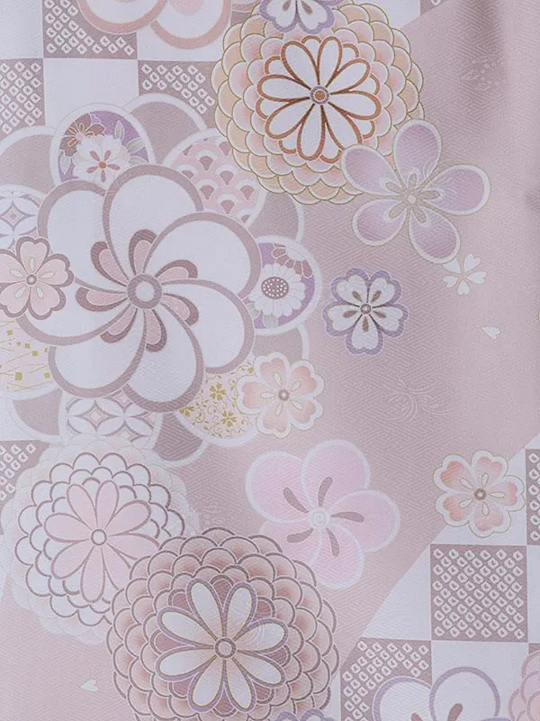 女児産着0154 薄ピンク  大輪菊  花模様