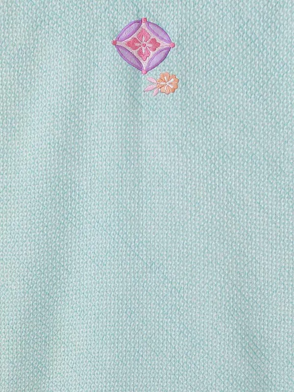 【3歳に変更】女児産着0156【正絹】水色 きぬたや絞り 刺繍オリジナル