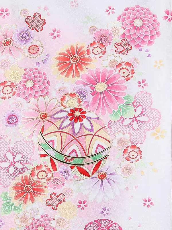 女児産着0159 白 鞠 花模様