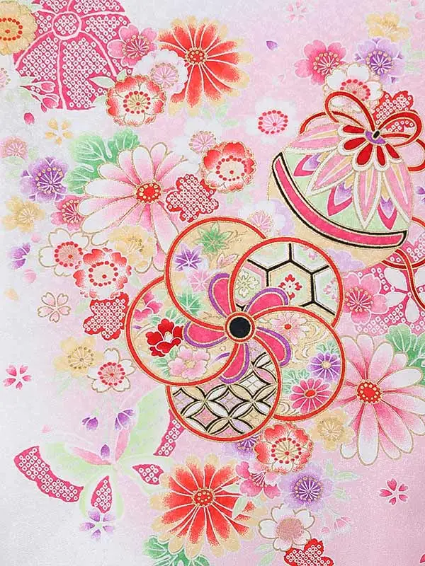 女児産着0159 白 鞠 花模様