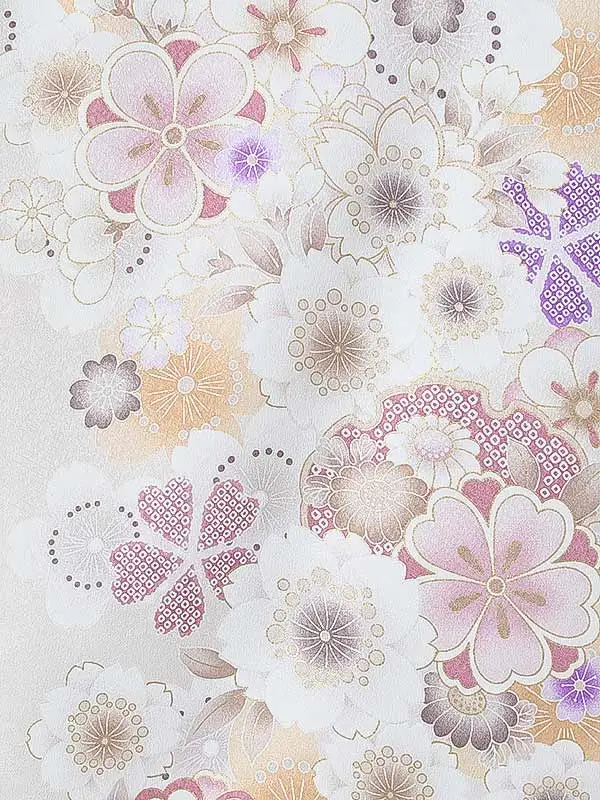 女児産着0161 アイボリー 桜 花模様