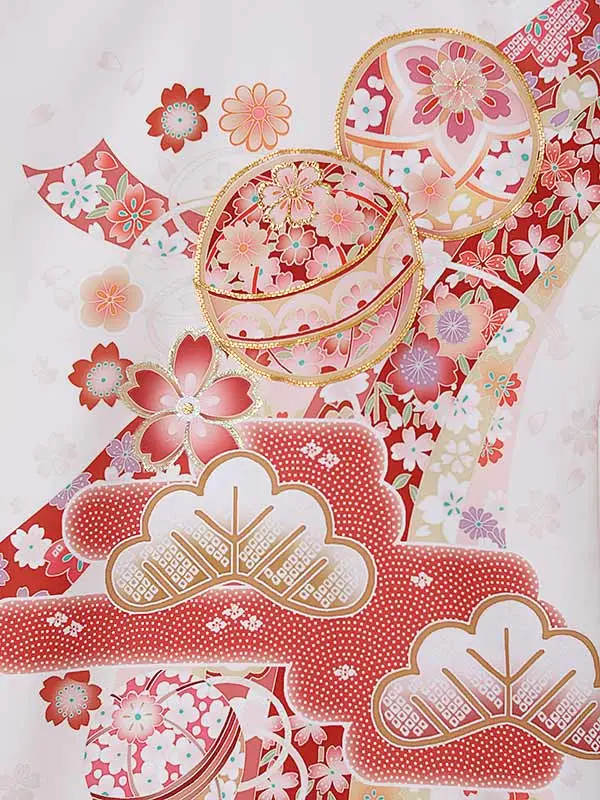 女児産着0165 白 ピンク 熨斗 鞠