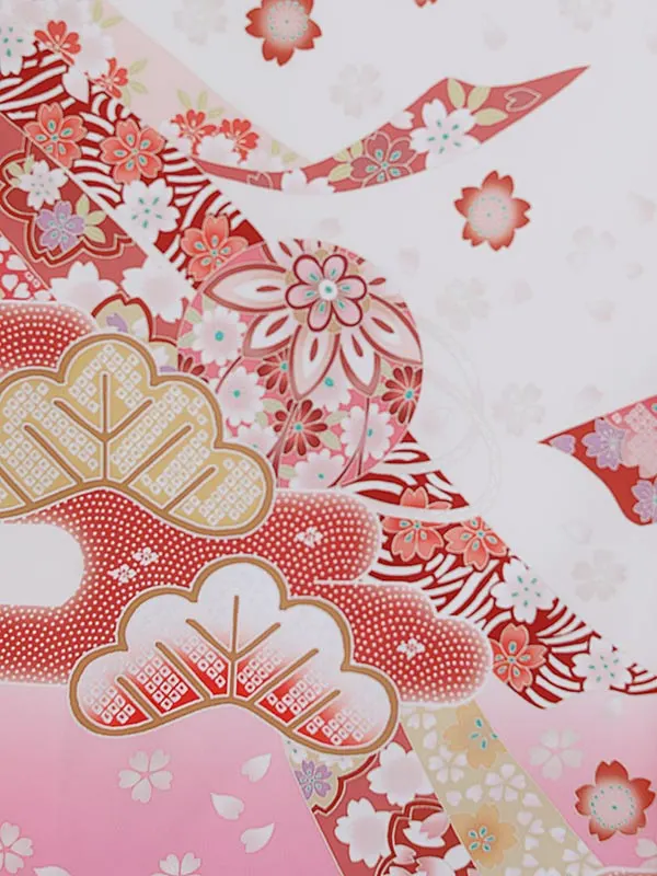 女児産着0165 白 ピンク 熨斗 鞠