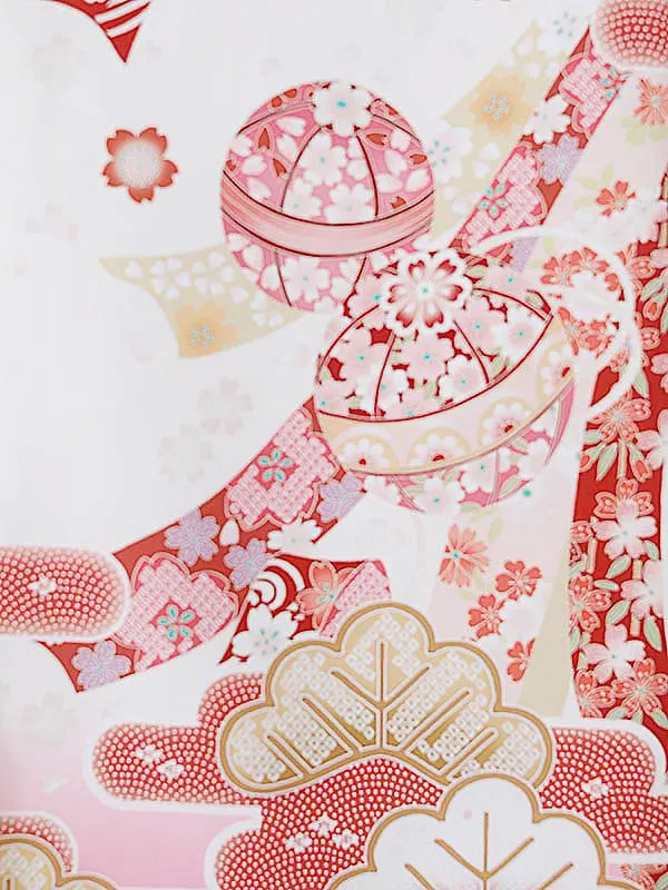 女児産着0165 白 ピンク 熨斗 鞠