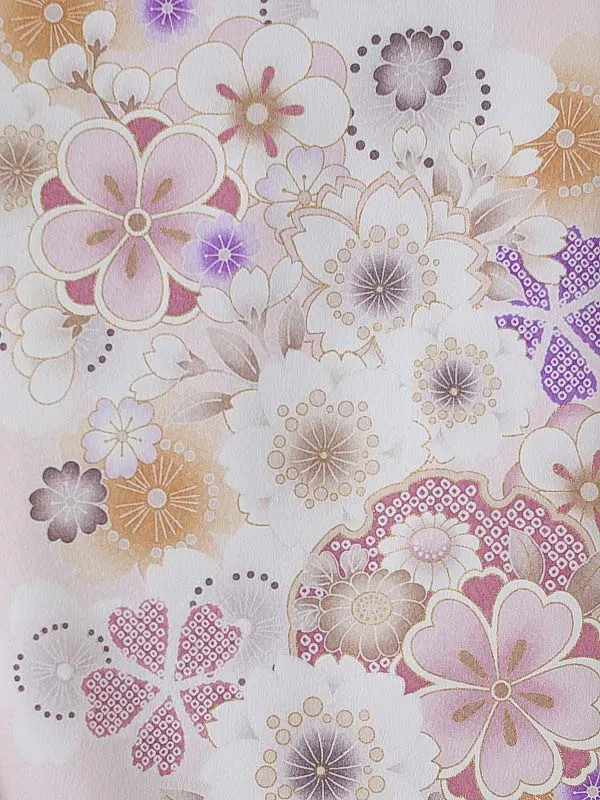 女児産着0166 薄ピンク 鞠 花模様