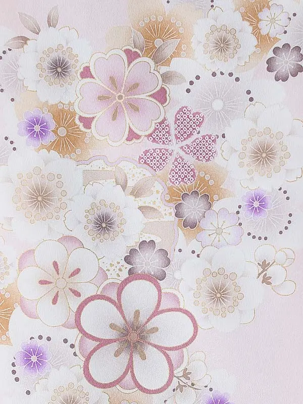 女児産着0166 薄ピンク 鞠 花模様