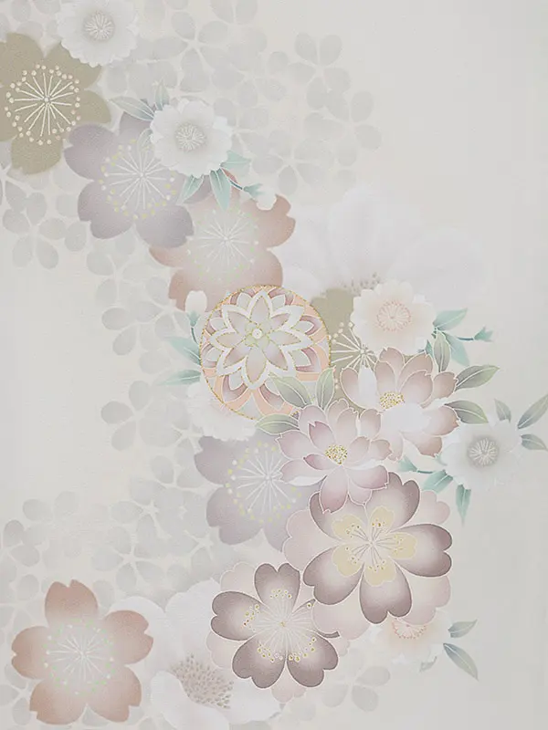 女児産着0169 オフホワイト 鞠 花模様