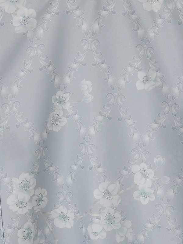 女児産着0172 青 洋花 くすみ KAGURA