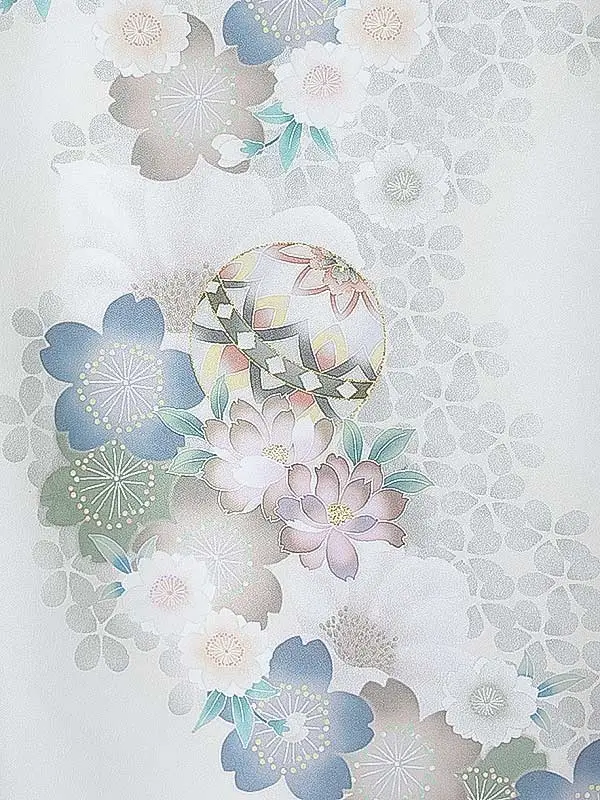 女児産着0174 クリーム 鞠 花模様