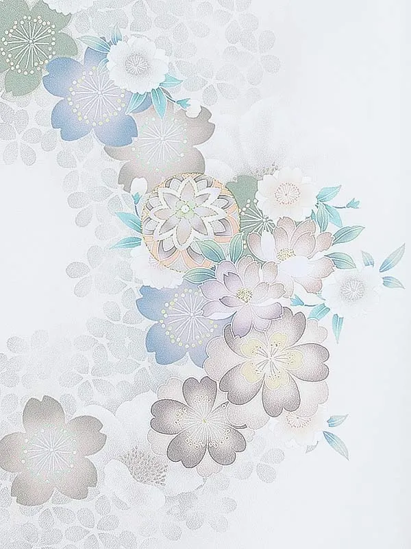 女児産着0174 クリーム 鞠 花模様