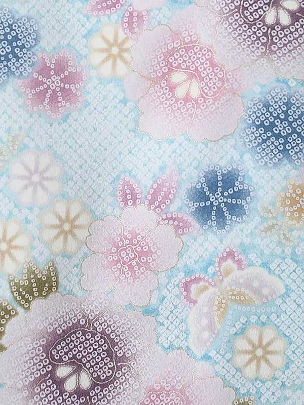 女児産着0176 水色 花模様 絞り柄