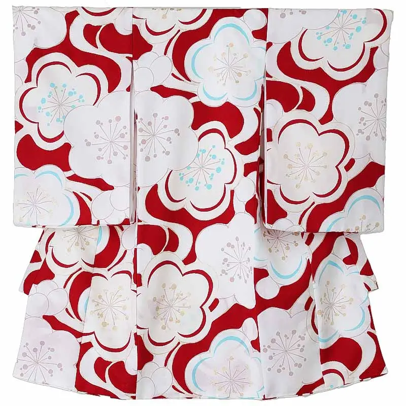 女児産着0177 赤 梅