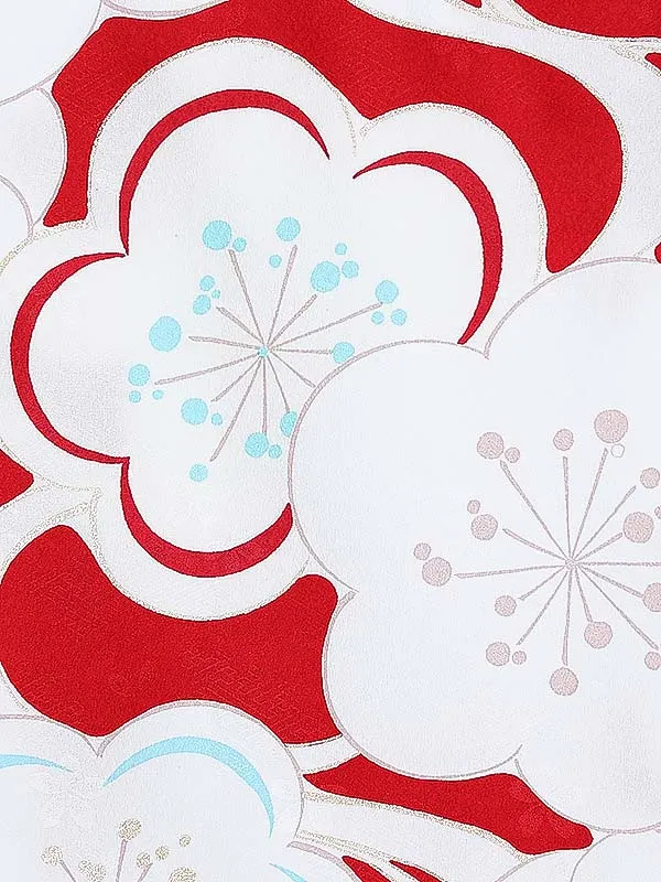 女児産着0177 赤 梅
