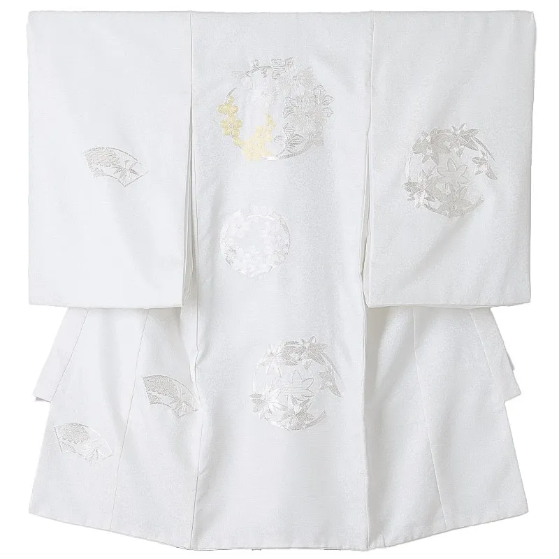 女児産着0186 白 紅葉 花模様