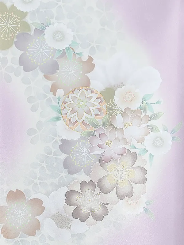 女児産着0189 薄紫 鞠 花模様