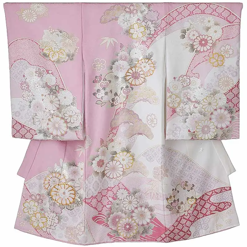 女児産着0193【正絹】菊 松 花模様 桂由美