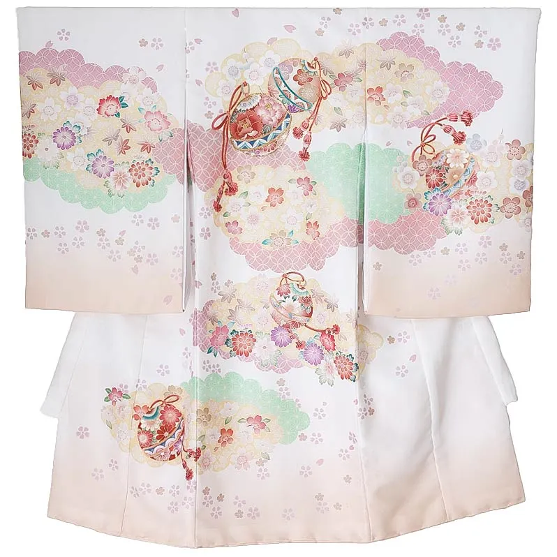 女児産着0194 白 鈴 花模様