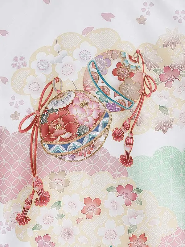 女児産着0194 白 鈴 花模様