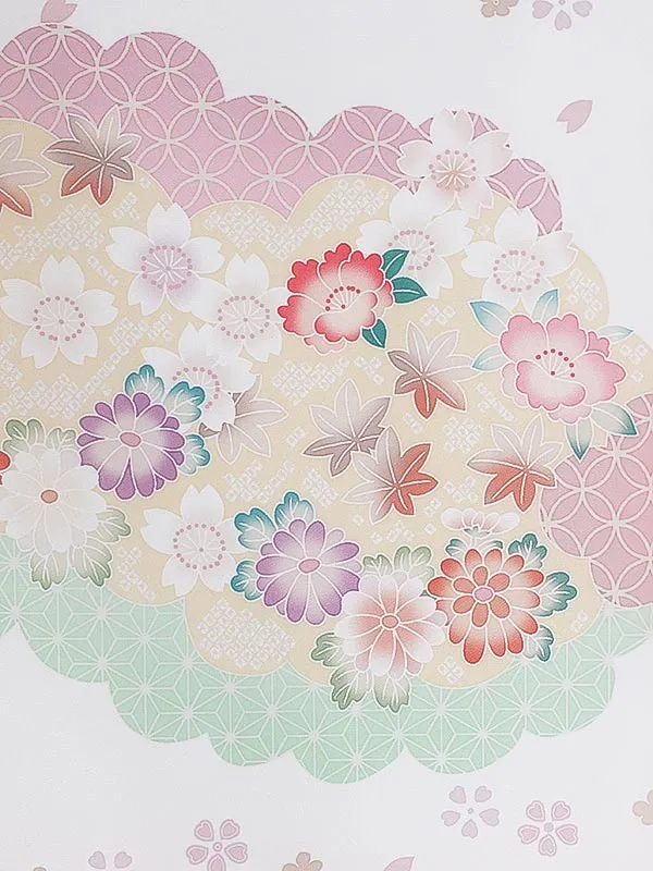 女児産着0194 白 鈴 花模様