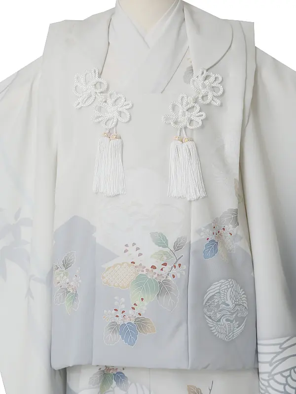 七五三（3男被布）3241 アイボリー  鶴  竹　