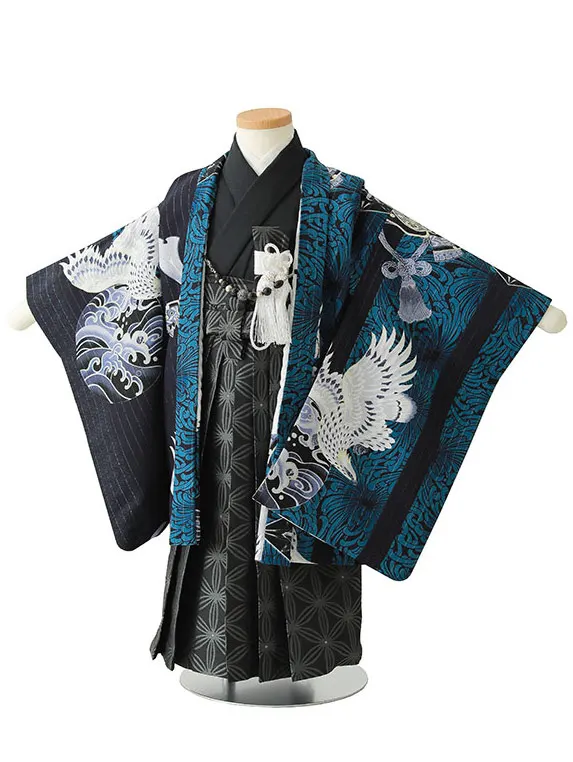 七五三（3男被布）3246 青 紺 鷹 兜 ジャパンスタイル　