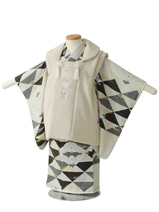 七五三（3男被布）3247 ベージュ うろこ 鶴 LOWRYS FARM　