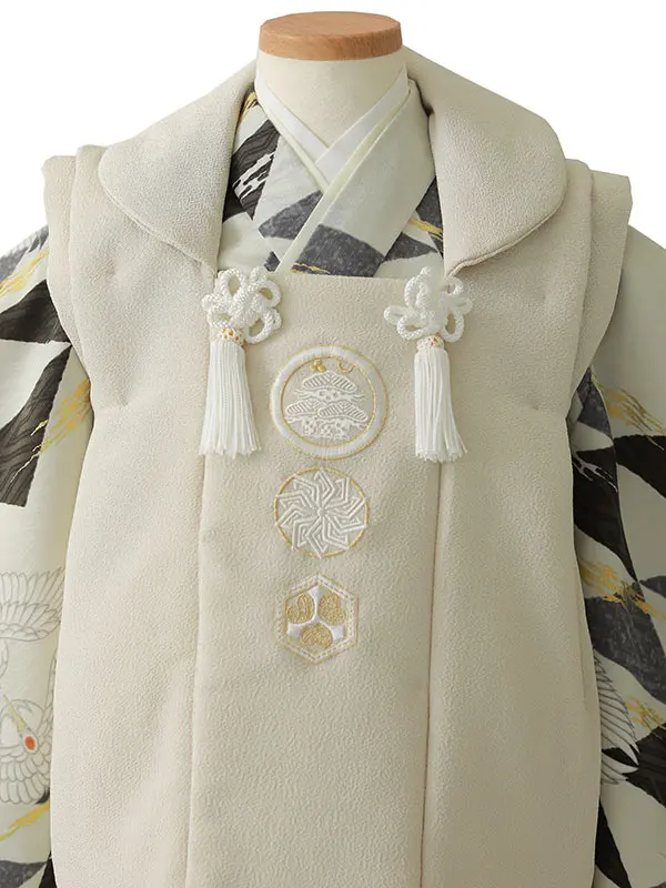 七五三（3男被布）3247 ベージュ うろこ 鶴 LOWRYS FARM　