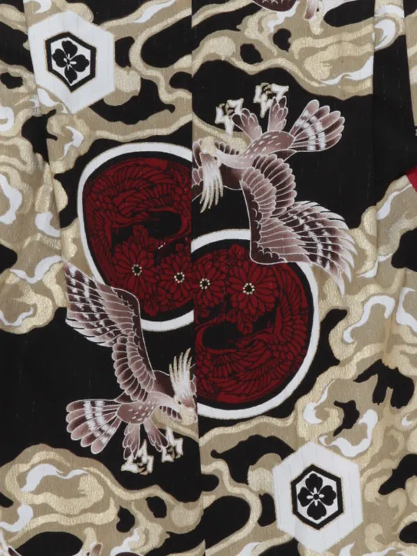 七五三レンタル（3男袴）3248 黒字 金 雲 赤 ジャパンスタイル