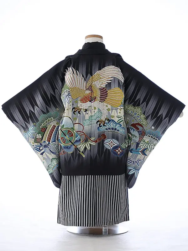 七五三（3男袴）3260 黒 矢絣 兜 　
