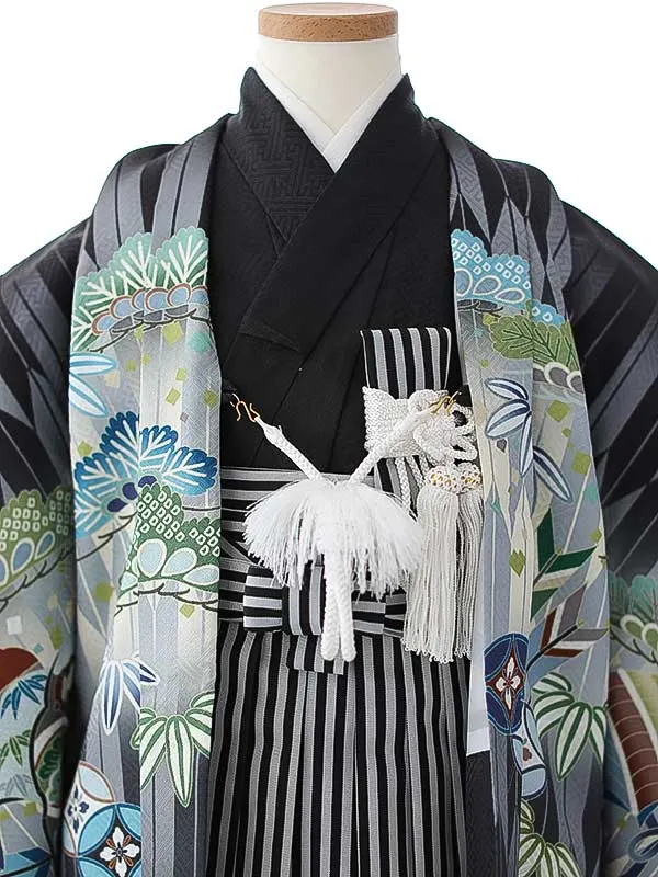 七五三（3男袴）3260 黒 矢絣 兜 　