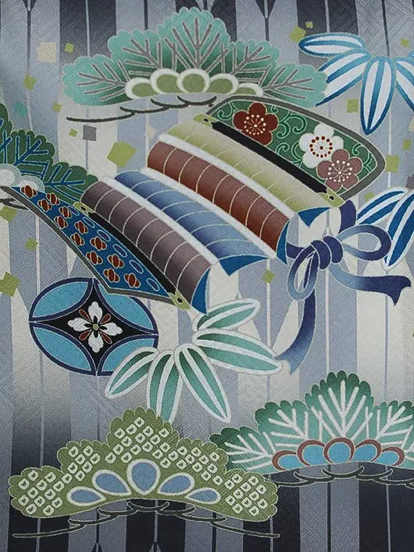 七五三（3男袴）3260 黒 矢絣 兜 　