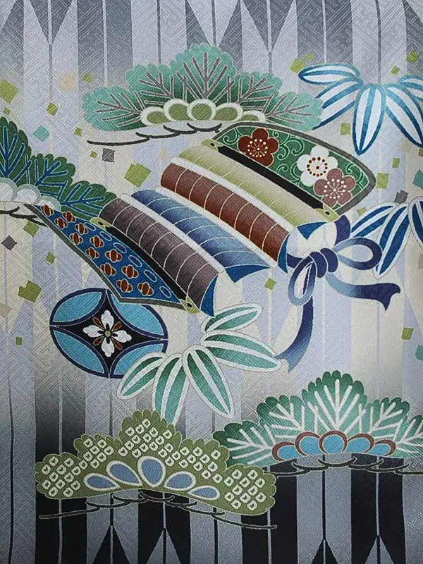 かんたん七五三（3男袴）3261 グレー 矢絣 兜 　