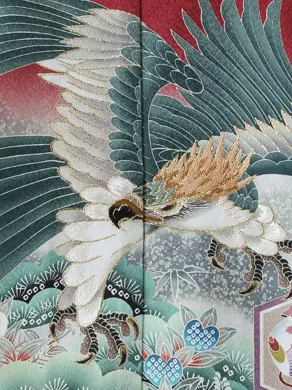 かんたん七五三（3男袴）3262 えんじ 鷹 松 花うさぎ