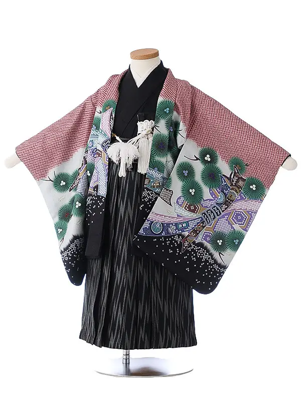 七五三（3男袴）3264 赤 熨斗 兜 花うさぎ