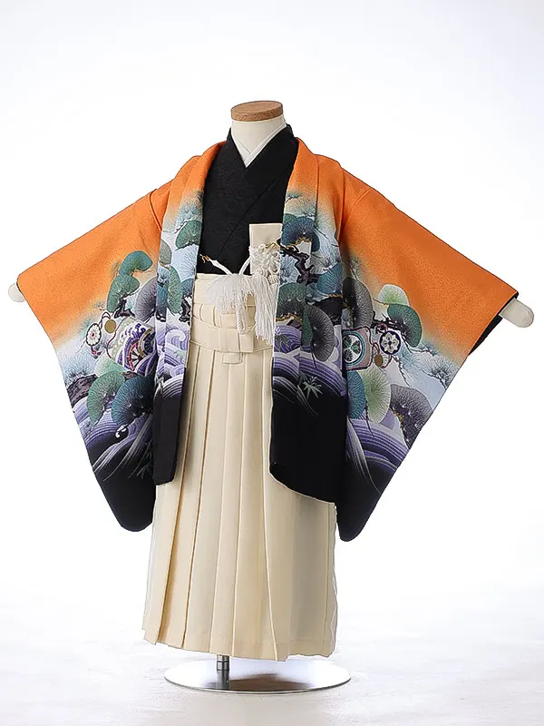 かんたん七五三（3男袴）3265 オレンジ 兜 波 松 花うさぎ