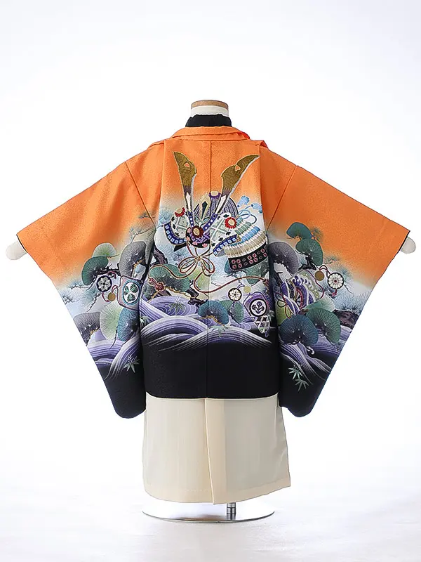 かんたん七五三（3男袴）3265 オレンジ 兜 波 松 花うさぎ