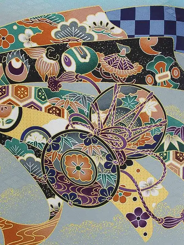 七五三（3男袴）3266 水色 鷹 熨斗 　